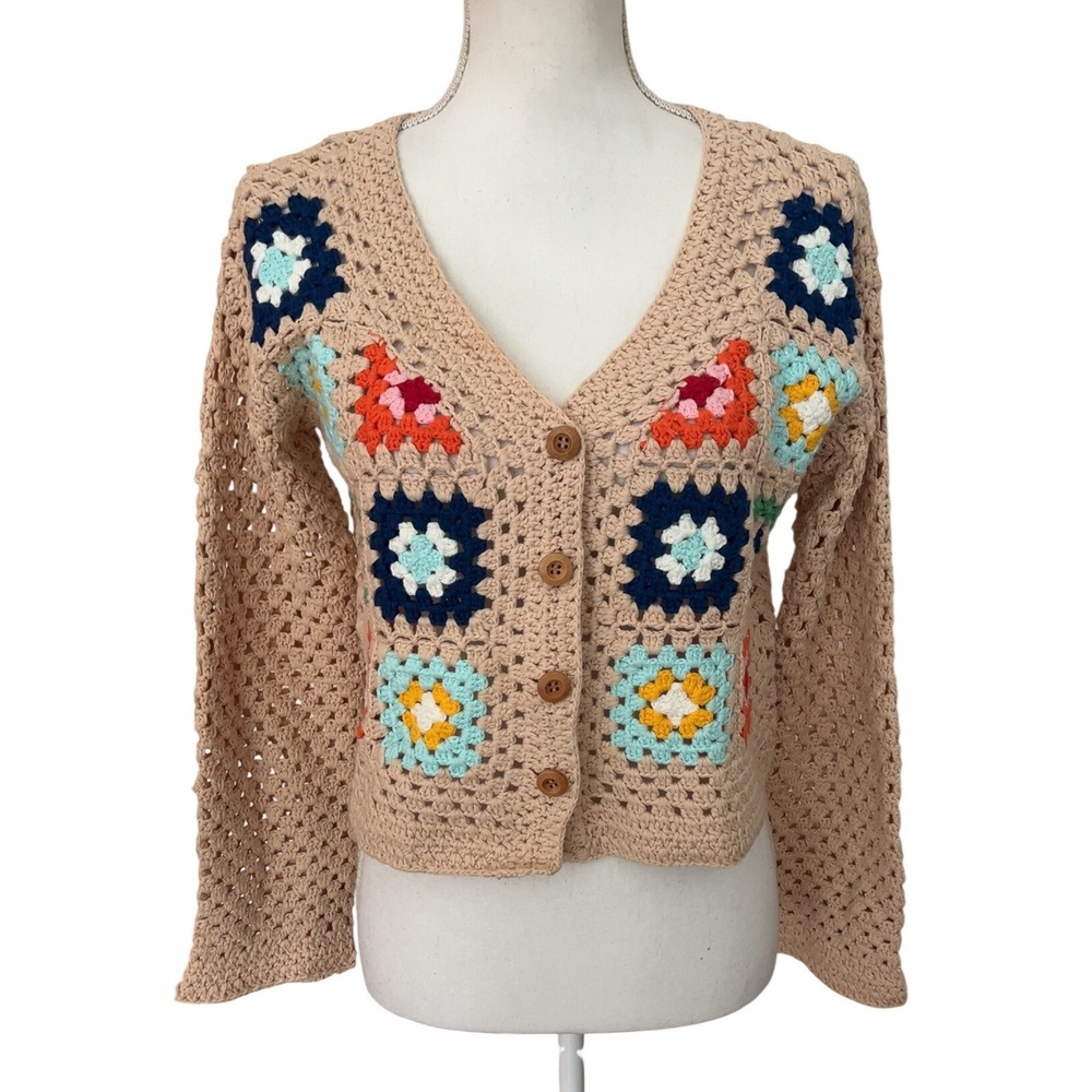 DRIFTWOOD granny square crochet cardigan size S